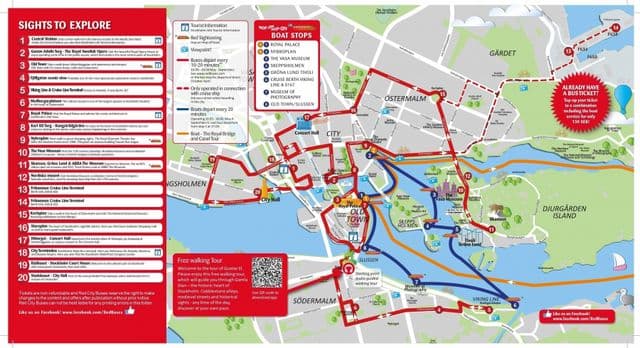 Stockholm Hop On Hop Off bus tours map