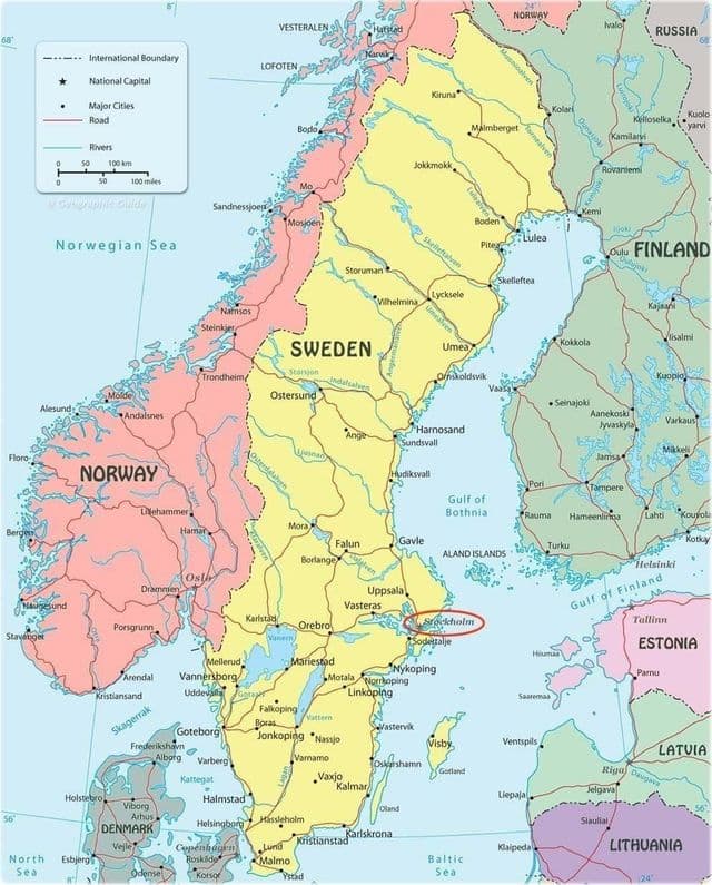 Stockholm on Sweden map