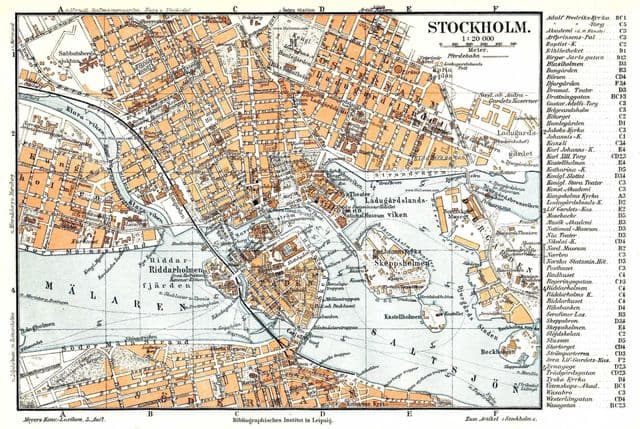 Stockholm antique map
